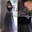 Elegant Purple Glitter Prom Dresses 2022 A-Line / Princess Square Neckline Puffy Short Sleeve Backless Bow Floor-Length / Long Formal Dresses
