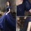 Chic / Belle Bleu Roi Glitter Perlage Paillettes Faux Diamant Robe De Bal 2022 Princesse Encolure Carrée Manches Courtes Dos Nu Longue Robe De Ceremonie