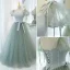 Mode Vert Citron Robe De Bal 2022 Robe Boule Encolure Carrée Gonflée Manches Courtes Dos Nu Noeud Ceinture Longue Robe De Ceremonie