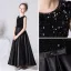 Chic / Beautiful Black Sequins Satin Birthday Flower Girl Dresses 2022 A-Line / Princess Scoop Neck Sleeveless Sash Floor-Length / Long Flower Girl Dresses