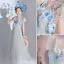 Chinese style Blushing Pink Sequins Embroidered Birthday Cheongsam / Qipao Flower Girl Dresses 2022 High Neck Short Sleeve Flower Girl Dresses Knee-Length Cheongsam