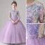 Chic / Beautiful Lilac Gradient-Color Sequins Birthday Flower Girl Dresses 2022 Ball Gown Scoop Neck Long Sleeve Floor-Length / Long Flower Girl Dresses