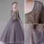 Elegant Lilac Beading Lace Flower Rhinestone Birthday Flower Girl Dresses 2022 Ball Gown Square Neckline Star Sequins Bell sleeves Floor-Length / Long Flower Girl Dresses