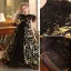 Fashion Black Gold Beading Lace Flower Birthday Flower Girl Dresses 2022 Ball Gown Scoop Neck Short Sleeve Backless Court Train Flower Girl Dresses