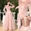 Chic / Beautiful Dusky Pink Suede Bridesmaid Dresses 2022 A-Line / Princess Pearl Sequins Long Sleeve Backless Floor-Length / Long Wedding Party Dresses
