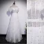 Chic / Beautiful White Sequins Lace Flower Prom Dresses 2022 A-Line / Princess Off-The-Shoulder Short Sleeve Backless Floor-Length / Long Formal Dresses