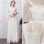 Chic / Beautiful Ivory Lace Flower Prom Dresses 2022 A-Line / Princess High Neck Bell sleeves Floor-Length / Long Formal Dresses