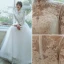 Vintage / Retro Ivory Lace Flower Pearl Wedding Dresses 2022 A-Line / Princess High Neck Long Sleeve Floor-Length / Long Wedding