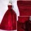 Elegant Burgundy Prom Dresses 2022 Ball Gown Strapless Sleeveless Backless Bow Floor-Length / Long Formal Dresses