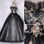 Chic / Beautiful Black Prom Dresses 2022 Ball Gown Ruffle Strapless Beading Pearl Rhinestone Sleeveless Backless Floor-Length / Long Formal Dresses