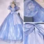 Elegant Glitter Sky Blue Sequins Prom Dresses 2022 Ball Gown Scoop Neck Short Sleeve Backless Bow Floor-Length / Long Formal Dresses