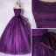 Elegant Prom Dresses Purple 2022 Ball Gown Strapless Sleeveless Backless Bow Floor-Length / Long Formal Dresses
