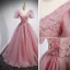 Elegant Blushing Pink Prom Dresses 2022 Ball Gown Floor-Length / Long V-Neck Beading Rhinestone Butterfly Appliques Puffy Short Sleeve Backless Formal Dresses