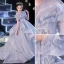 Classy Sky Blue Cascading Ruffles Flower Girl Dresses 2022 Ball Gown Scoop Neck Beading Sequins Short Sleeve Backless Court Train Flower Girl Dresses