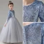 Sparkly Sky Blue Gradient-Color Sequins Birthday Flower Girl Dresses 2022 Ball Gown Scoop Neck Long Sleeve Floor-Length / Long Flower Girl Dresses