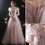 Charmant Rose Sombre Robe De Bal 2021 Princesse Perlage Perle Paillettes Encolure Carrée Gonflée Manches Courtes Dos Nu Longue Robe De Ceremonie