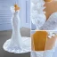 Sparkly High-end White Beading Pearl Sequins Wedding Dresses 2022 Trumpet / Mermaid Scoop Neck Appliques Sleeveless Backless Chapel Train Wedding