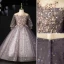 Chic / Beautiful Purple Beading Sequins Birthday Flower Girl Dresses 2022 Ball Gown Scoop Neck Long Sleeve Floor-Length / Long Flower Girl Dresses