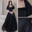 Modest / Simple Black Prom Dresses 2022 A-Line / Princess Off-The-Shoulder Short Sleeve Backless Floor-Length / Long Formal Dresses
