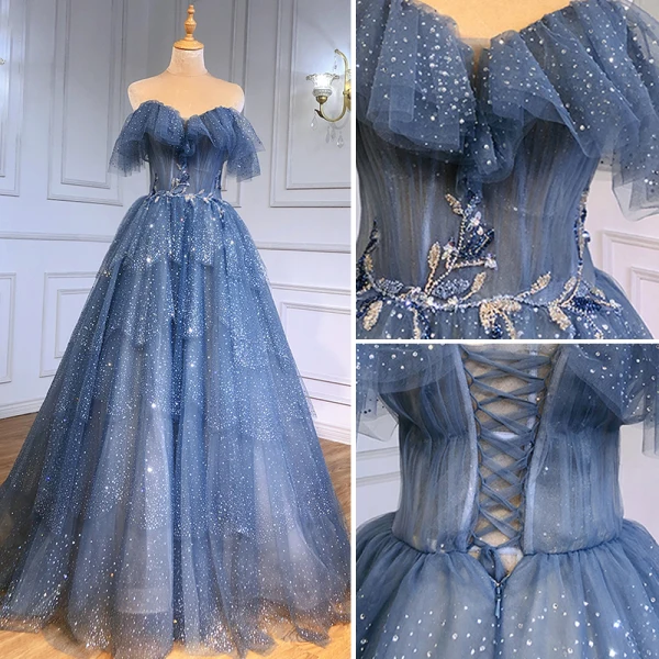 Charmant Meeresblau Ballkleider 2022 A Linie Bandeau Perlenstickerei Strass Pailletten Ärmellos Rückenfreies Sweep / Pinsel Zug Festliche Kleider
