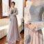 Chic / Belle Rougissant Rose Robe Demoiselle D'honneur 2022 Princesse Encolure Dégagée Paillettes Gonflée Manches Courtes Dos Nu Longue Robe Demoiselle D'honneur