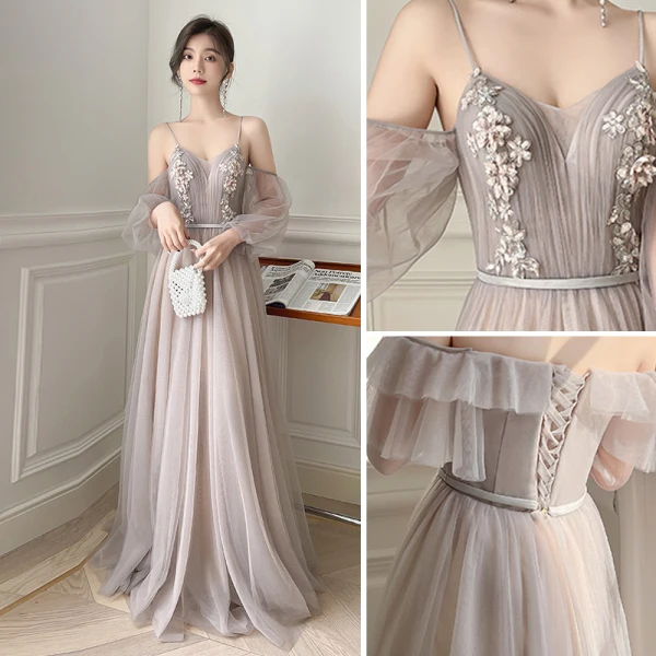 Chic / Beautiful Lace Flower Sequins Dusky Pink Bridesmaid Dresses 2022 A-Line / Princess Short Sleeve Backless Sash Floor-Length / Long Bridesmaid Dresses