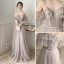 Chic / Beautiful Lace Flower Sequins Dusky Pink Bridesmaid Dresses 2022 A-Line / Princess Short Sleeve Backless Sash Floor-Length / Long Bridesmaid Dresses