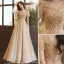 Chic / Belle Champagne Perlage Paillettes Robe De Bal 2022 Princesse Encolure Carrée Manches Courtes Dos Nu Longue Robe De Ceremonie