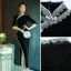 Vintage / Retro Chinese style Black Evening Party Cheongsam 2022 Trumpet / Mermaid High Neck 1/2 Sleeves Lace Flower Split Front Tea-length Cheongsam / Qipao