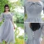 Modest / Simple Sky Blue Bridesmaid Dresses 2021 A-Line / Princess V-Neck Bow Short Sleeve Backless Tea-length Wedding Party Dresses