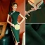 Vintage / Retro Dark Green Evening Party Cheongsam 2022 Trumpet / Mermaid High Neck Sleeveless Tea-length Split Front Cheongsam / Qipao