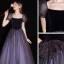 Charmant Violet Glitter Paillettes Robe De Bal 2022 Princesse De l'épaule Manches Courtes Noeud Dos Nu Longue Robe De Ceremonie