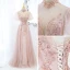 Élégant Rougissant Rose Paillettes Robe De Bal 2022 Princesse Col Haut Perlage Manches Courtes Dos Nu Longue Robe De Ceremonie