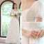Vintage / Retro Modest / Simple Ivory Pearl Prom Dresses 2021 A-Line / Princess Square Neckline Puffy Short Sleeve Backless Bow Floor-Length / Long Formal Dresses