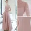 Elegant Blushing Pink Spotted Prom Dresses 2021 A-Line / Princess Short Sleeve Backless Floor-Length / Long Formal Dresses