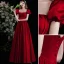Modest / Simple Burgundy Satin Prom Dresses 2022 A-Line / Princess Square Neckline Puffy Short Sleeve Backless Floor-Length / Long Formal Dresses