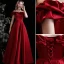 Flotte Bourgogne Solid Farve Satin Gallakjoler 2022 Prinsesse Flæse Off-The-Shoulder Kort Ærme Halterneck Lange Kjoler