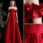 Elegant Burgundy Satin Prom Dresses 2022 A-Line / Princess Scoop Neck Short Sleeve Backless Floor-Length / Long Formal Dresses