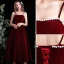 Chic / Beautiful Burgundy Suede Homecoming Graduation Dresses Prom Dresses 2022 A-Line / Princess Spaghetti Straps Pearl Sleeveless Backless Tea-length Formal Dresses