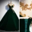 Chinese style Dark Green Suede Prom Dresses 2022 High Neck Beading Sequins Short Sleeve Rhinestone Tassel Floor-Length / Long Formal Dresses