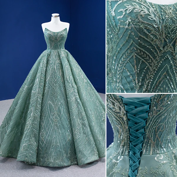 Haut de Gamme Vert Citron Robe De Bal 2022 Princesse Bustier Perlage Paillettes Sans Manches Dos Nu Longue Robe De Ceremonie