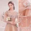 Charmant Rougissant Rose Perlage Perle Paillettes En Dentelle Fleur Robe De Bal 2021 Princesse Encolure Dégagée Manches Courtes Dos Nu Longue Robe De Ceremonie
