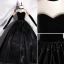 Vintage / Retro Black Satin Suede Prom Dresses 2022 Ball Gown Strapless Sleeveless Backless Floor-Length / Long Formal Dresses
