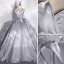 Mode Silber Grau Fallende Rüsche Ballkleider 2022 Ballkleid Bandeau Ärmellos Rückenfreies Lange Festliche Kleider
