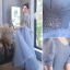 Chic / Belle Bleu Ciel Glitter Robe De Bal 2022 Princesse Encolure Carrée Paillettes Gonflée Manches Courtes Dos Nu Longue Robe De Ceremonie
