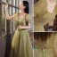 Chic / Belle Vert Trèfle Robe De Bal 2022 Princesse Encolure Carrée Perlage Paillettes Manches Courtes Dos Nu Longue Robe De Ceremonie