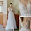 Leichtes Weiß Perlenstickerei Spitze Blumen Strand Brautkleider / Hochzeitskleider 2022 A Linie V-Ausschnitt Ärmellos Rückenfreies Lange