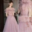 Charmant Rougissant Rose Robe De Bal 2022 Princesse Volants De l'épaule Glitter Perlage Paillettes Faux Diamant Manches Courtes Dos Nu Longue Robe De Ceremonie