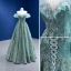 Haut de Gamme Vert Cendré Robe De Bal 2022 Princesse De l'épaule Perlage Paillettes Gland Manches Courtes Dos Nu Longue Robe De Ceremonie