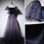 Elegant Purple Prom Dresses 2022 A-Line / Princess Square Neckline Puffy Short Sleeve Backless Bow Floor-Length / Long Formal Dresses